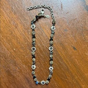 Sorrelli Black and Silver Necklace with Floral Design